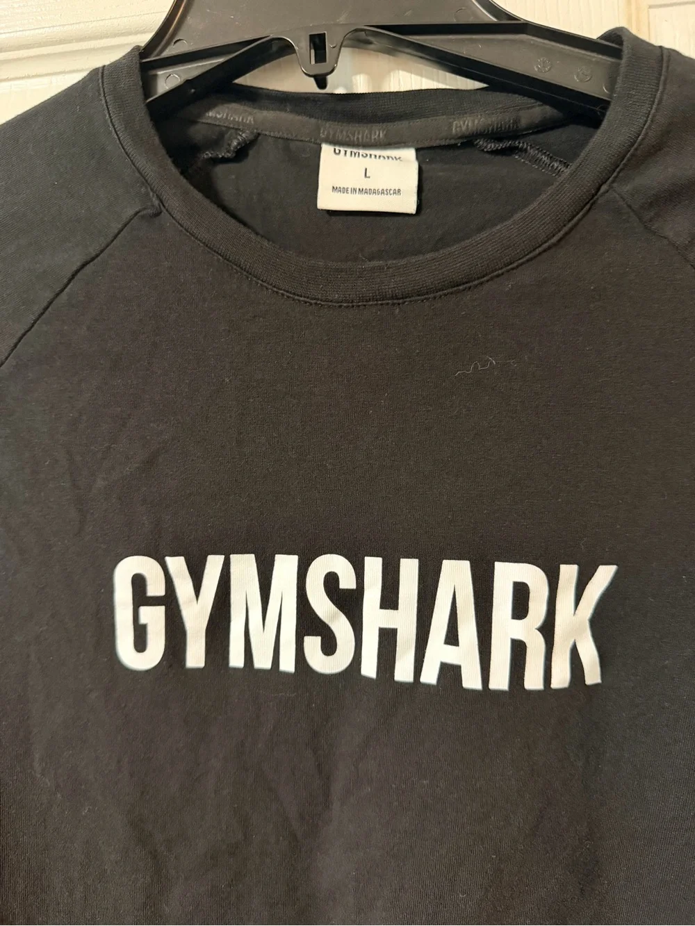 Gymshark Black Crewneck with White Logo Text